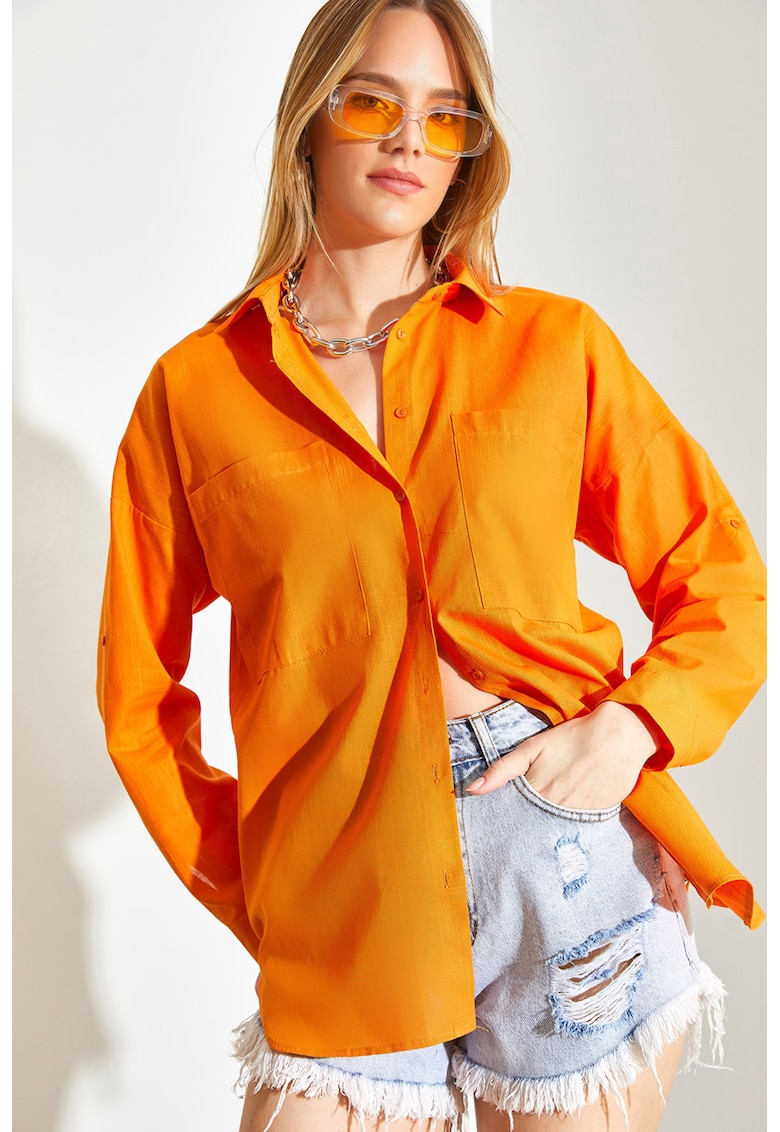 Camasa supradimensionata cu buzunar pe piept Camasa supradimensionata cu buzunar pe piept