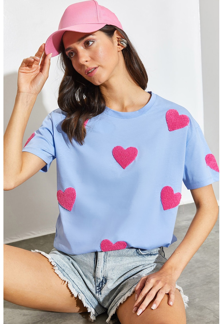 Tricou din bumbac cu model inima