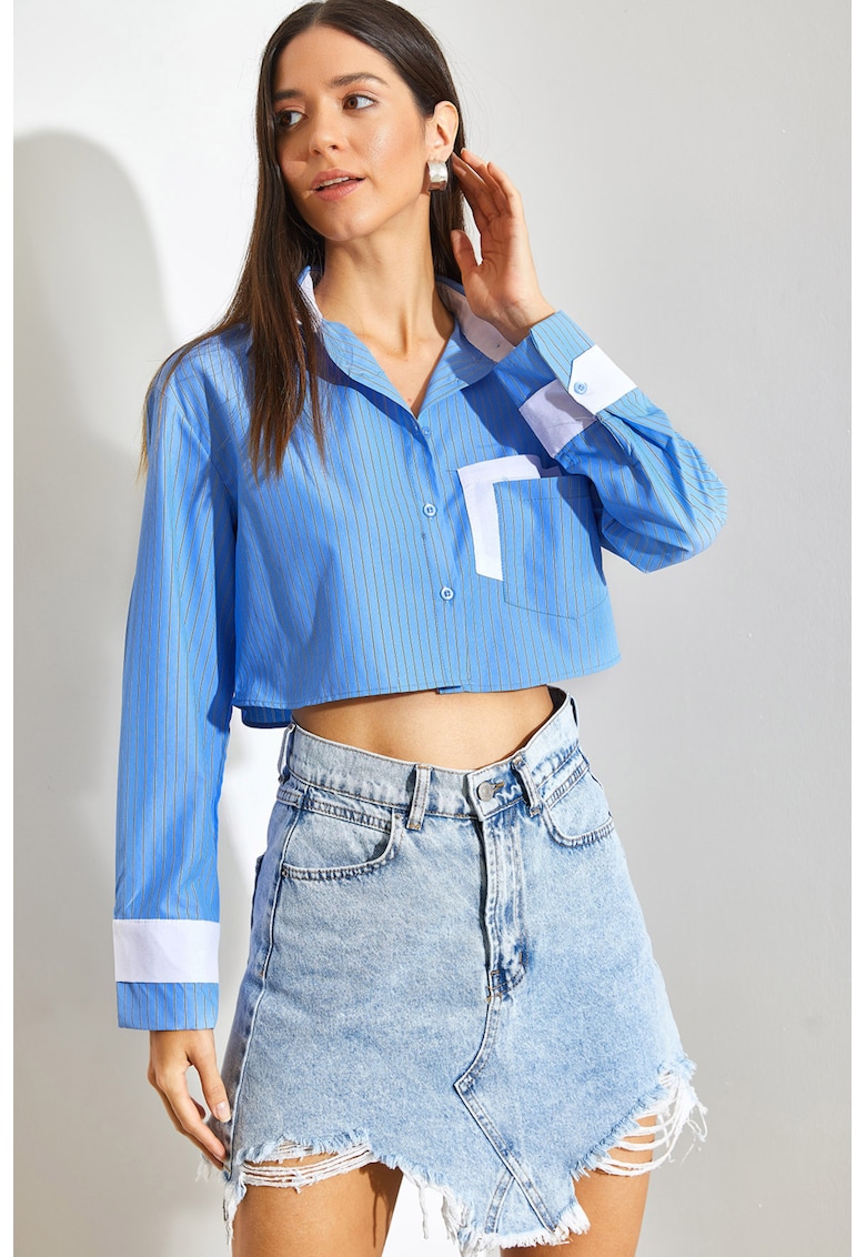 Camasa crop cu maneci lungi