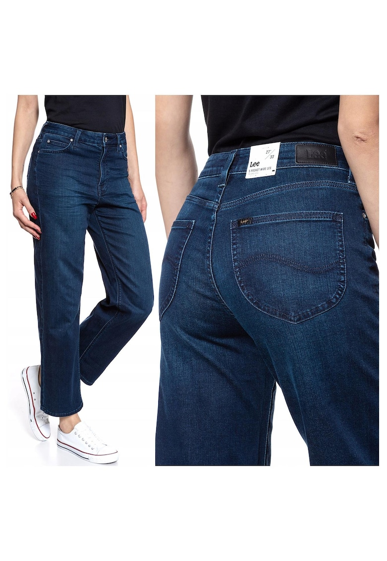 Blugi dama - 5 Pocket Wide Leg - 20304-28 - Bumbac - Scurti - Boyfriend - Denim - W26-L31 US - Albastru