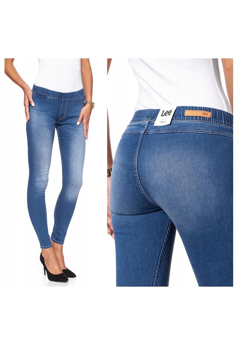 Blugi Dama - Slip-On - W28-L33 - Bumbac - Fermoar - Lungi - Talie Medie - 5 Bunzuare - High-Quality - Albastru