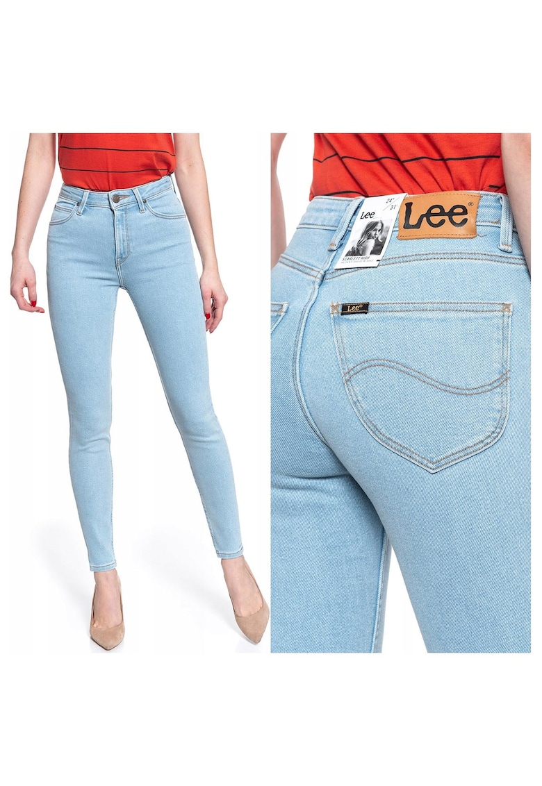 Blugi Dama - Scarlett - W24 L31 - 100% Bumbac - Fermoar - Lungi - 5 Buzunare - High-Quality - Albastru Deschis