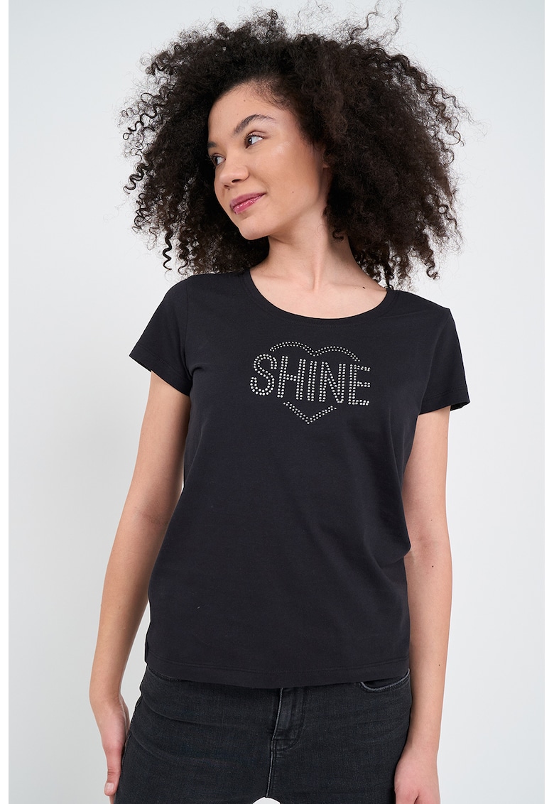 Tricou de bumbac cu strasuri Tricou de bumbac cu strasuri