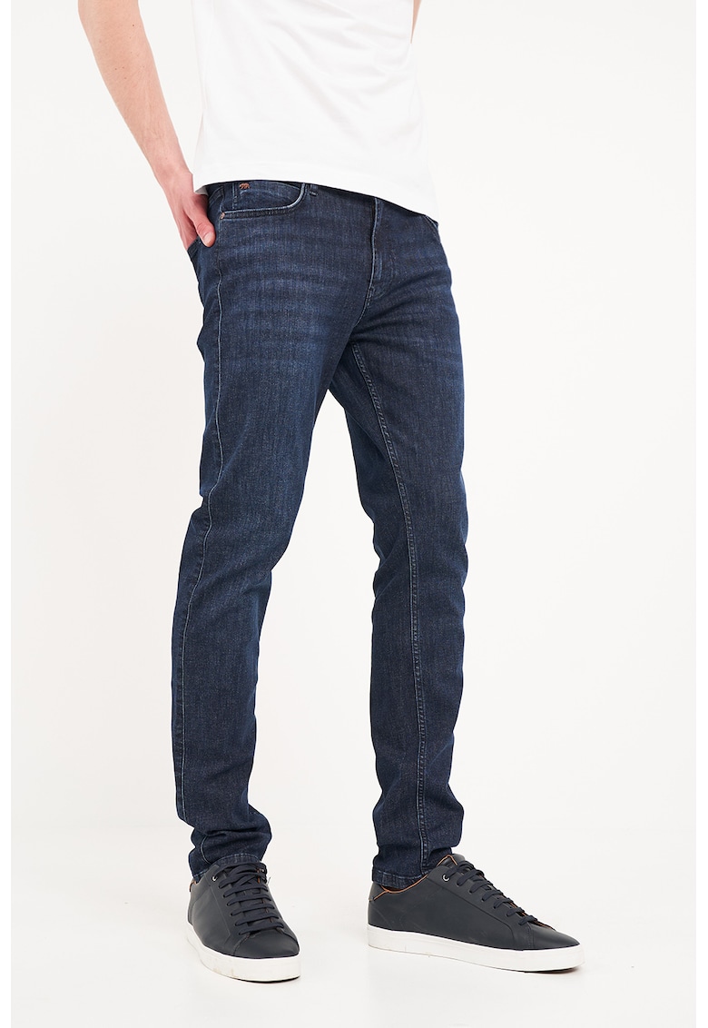 Blugi slim fit cu talie medie - Albastru inchis