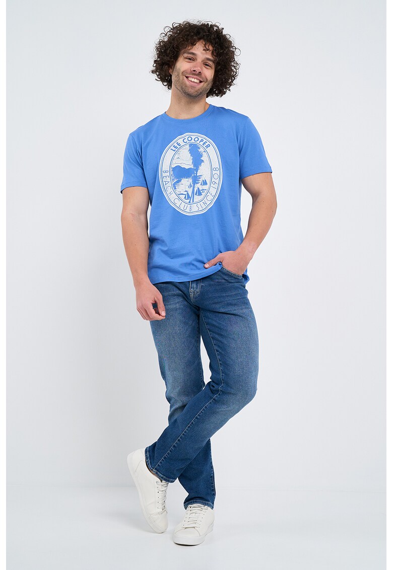 Tricou cu decolteu la baza gatului si imprimeu logo