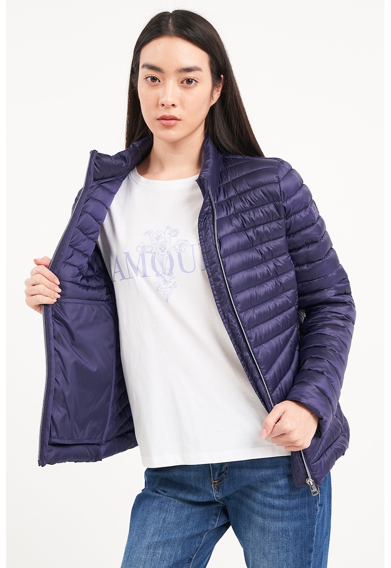 Jacheta cu fermoar si aspect matlasat - Violet