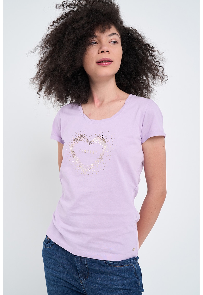 Tricou cu decolteu rotund si strasuri