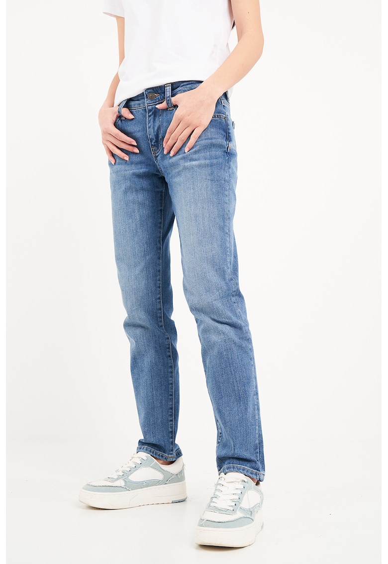 Blugi cu talie medie si croiala boyfriend