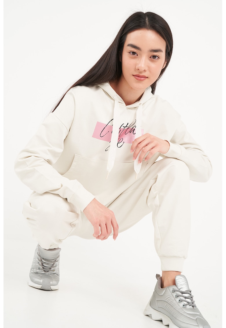 Pantaloni de trening cu snur de ajustare - Alb murdar