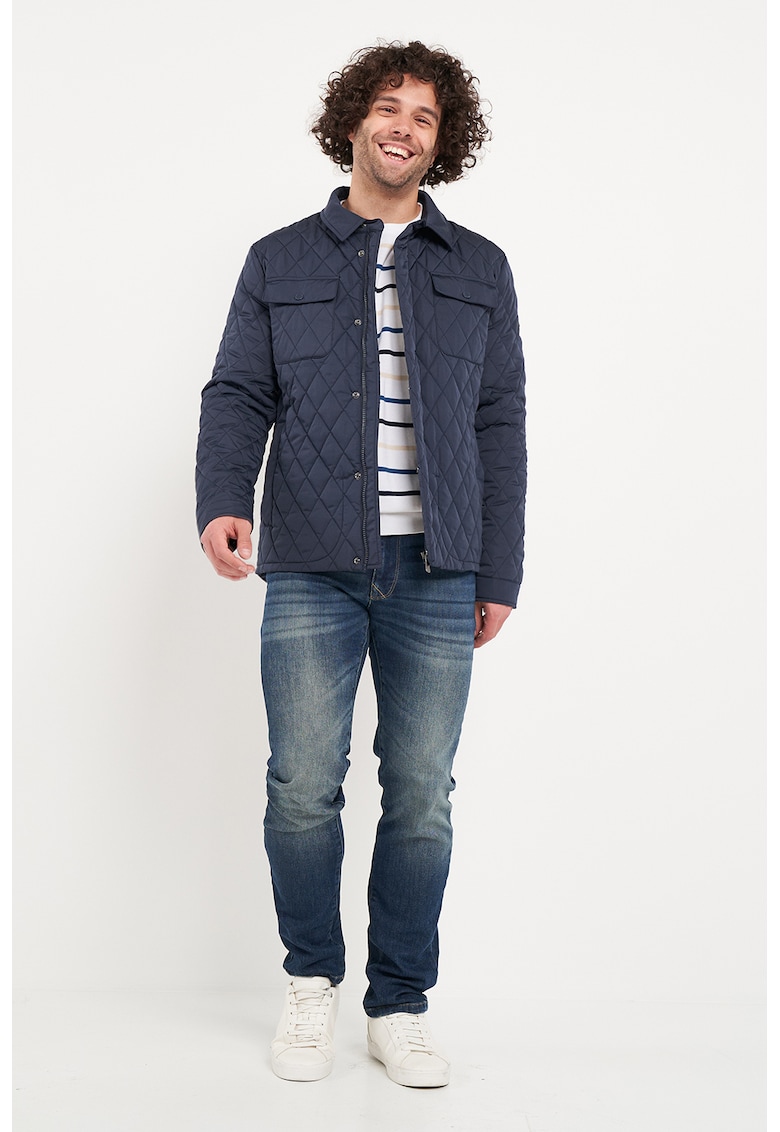 Jacheta cu fermoar si aspect matlasat - Bleumarin