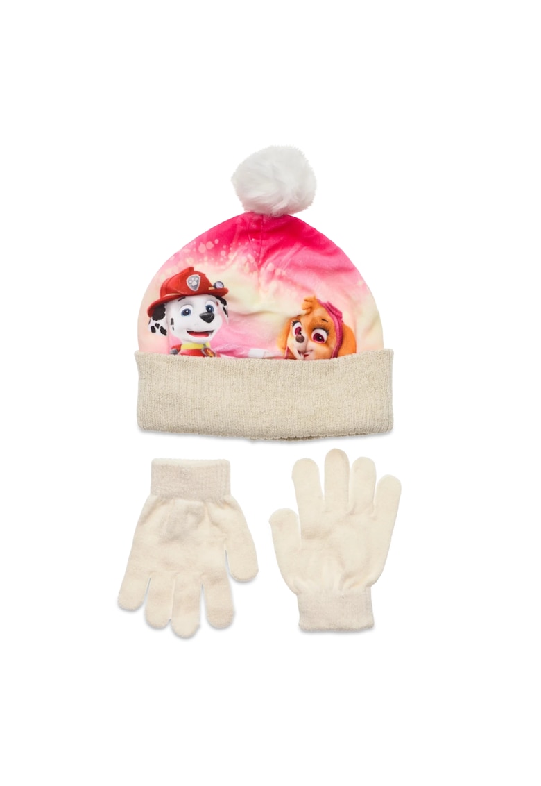 Set de caciula cu pom pom si manusi