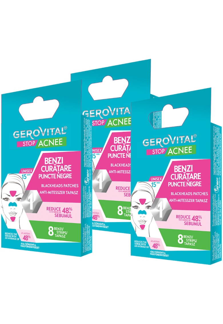 Pachet cadou  Stop Acnee: Benzi curatare puncte negre - 8 benzi + Benzi curatare puncte negre - 8 benzi + Benzi curatare puncte negre - 8 benzi