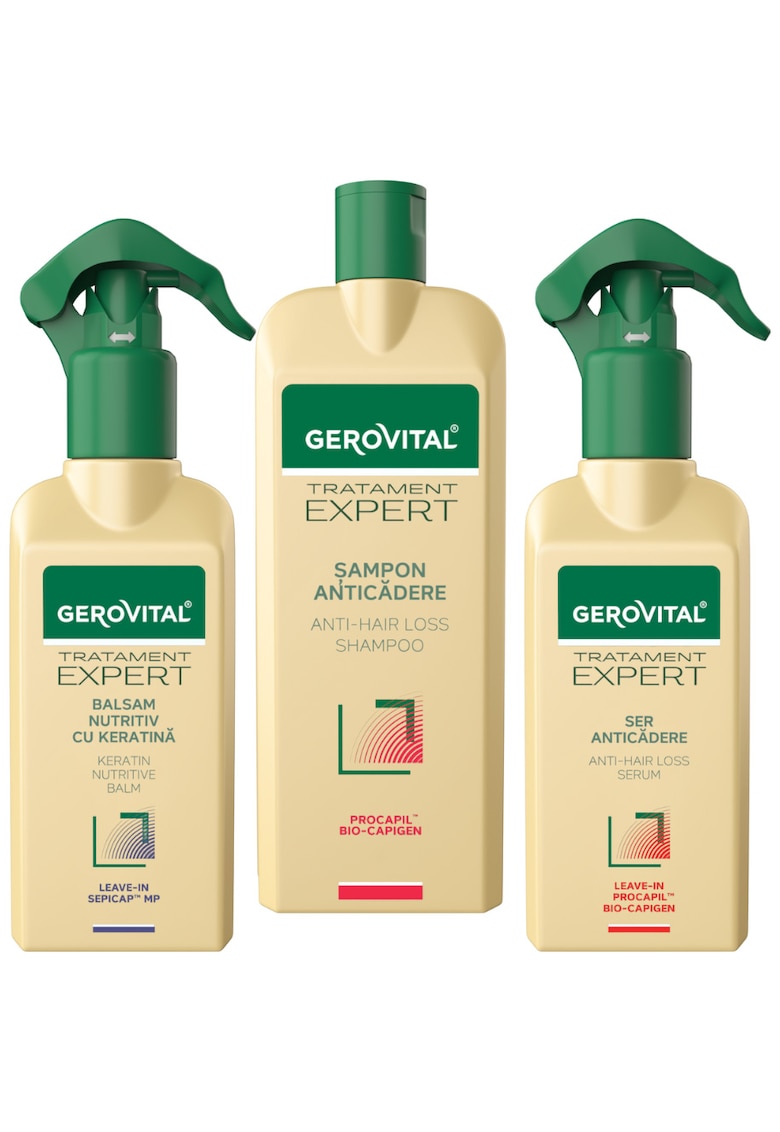 Pachet Tratament Expert: Sampon anticadere - 400 ml + Ser anticadere - 150 ml + Balsam nutritiv cu Keratina - 150 ml