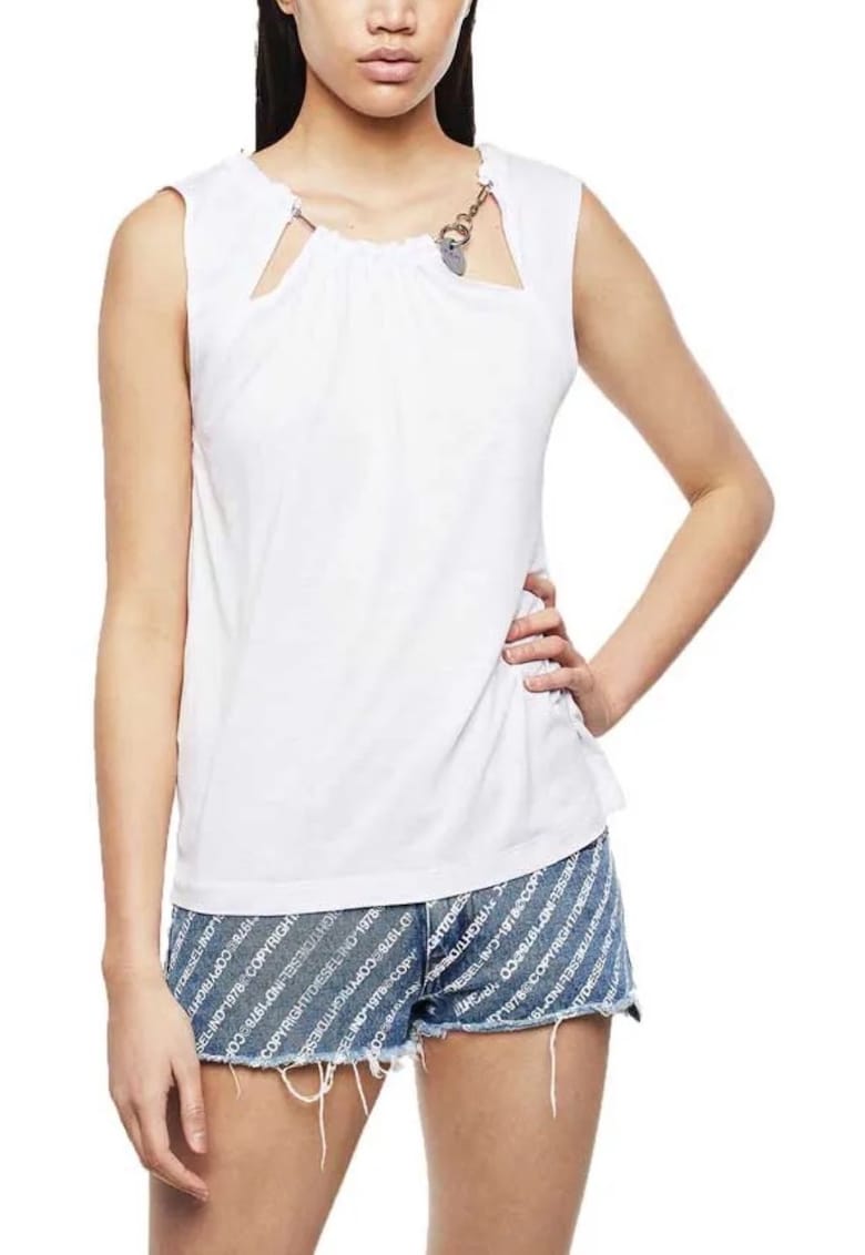 Maiou dama alb - stil minimalist - 100% viscoza - pentru vara -