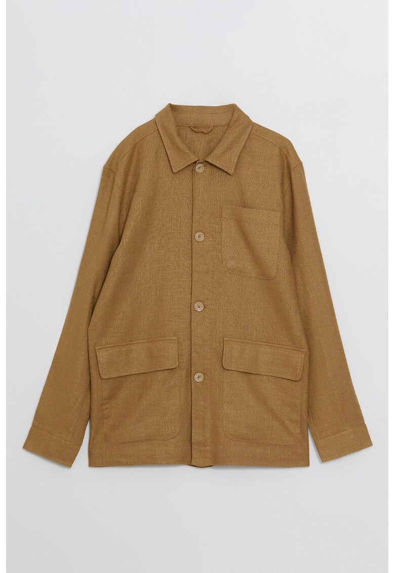 Camasa din amestec de in cu buzunare multiple