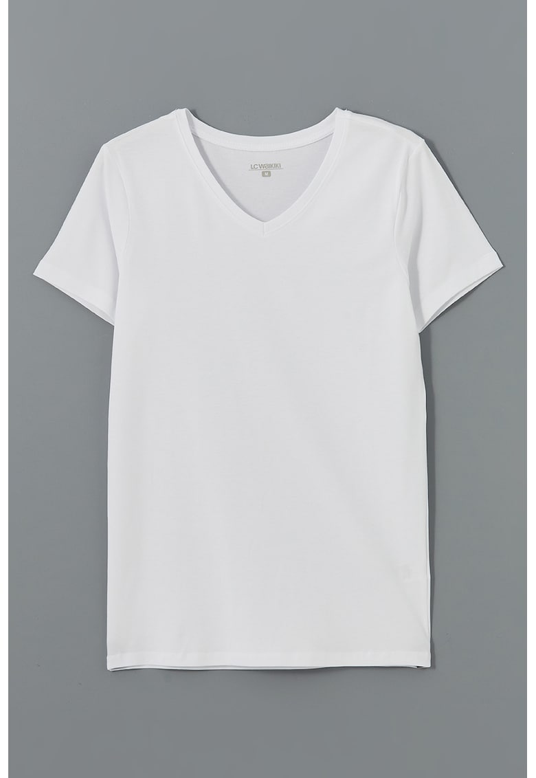 Tricou slim fit cu decolteu in V