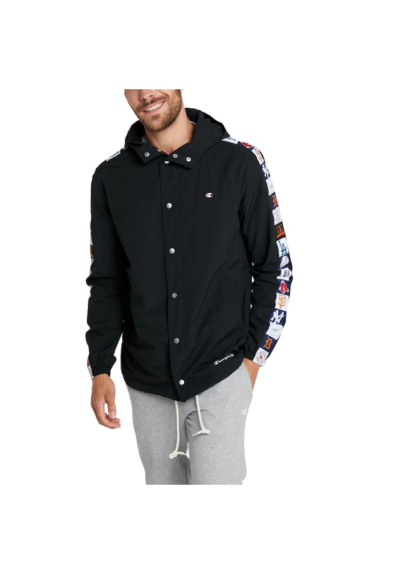 Jacheta sport barbati colectia Authentic - neagra - 100% poliester - cu gluga - fara model