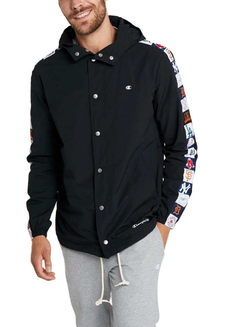 Champion Jacheta sport barbati colectia Authentic - neagra - 100% poliester - cu gluga - fara model