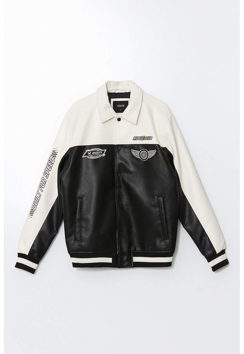 Jacheta-camasa din piele ecologica cu aplicatii