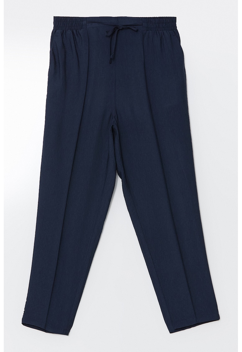 Pantaloni conici cu snur si pliuri - Albastru ultramarin