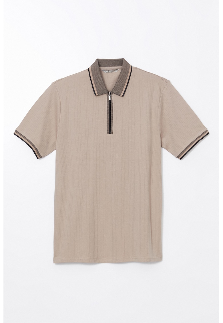 Tricou din amestec de bumbac cu fenta cu fermoar