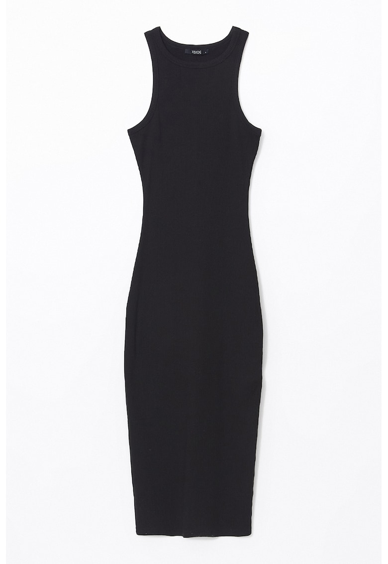 Rochie midi cambrata cu slit pe partea din spate