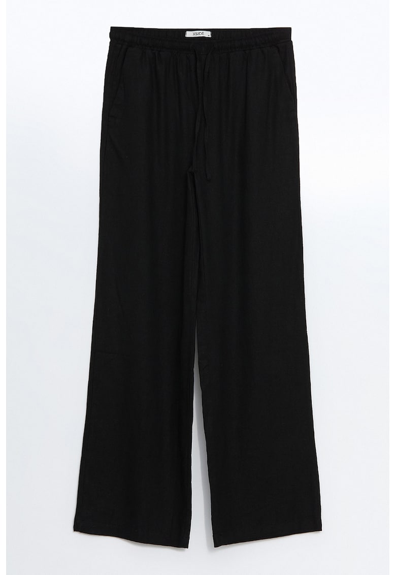 Pantaloni din amestec de in cu snur de ajustare in talie si croiala ampla