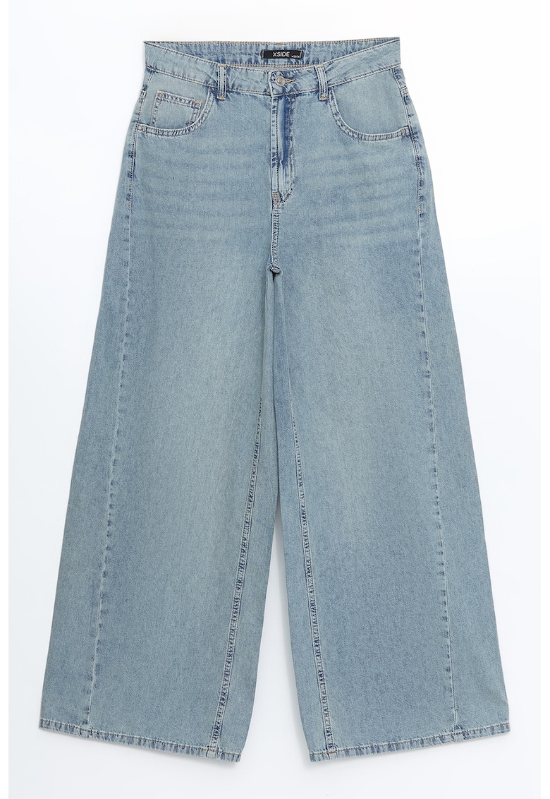 Blugi evazati din bumbac cu talie medie Blugi evazati din bumbac cu talie medie