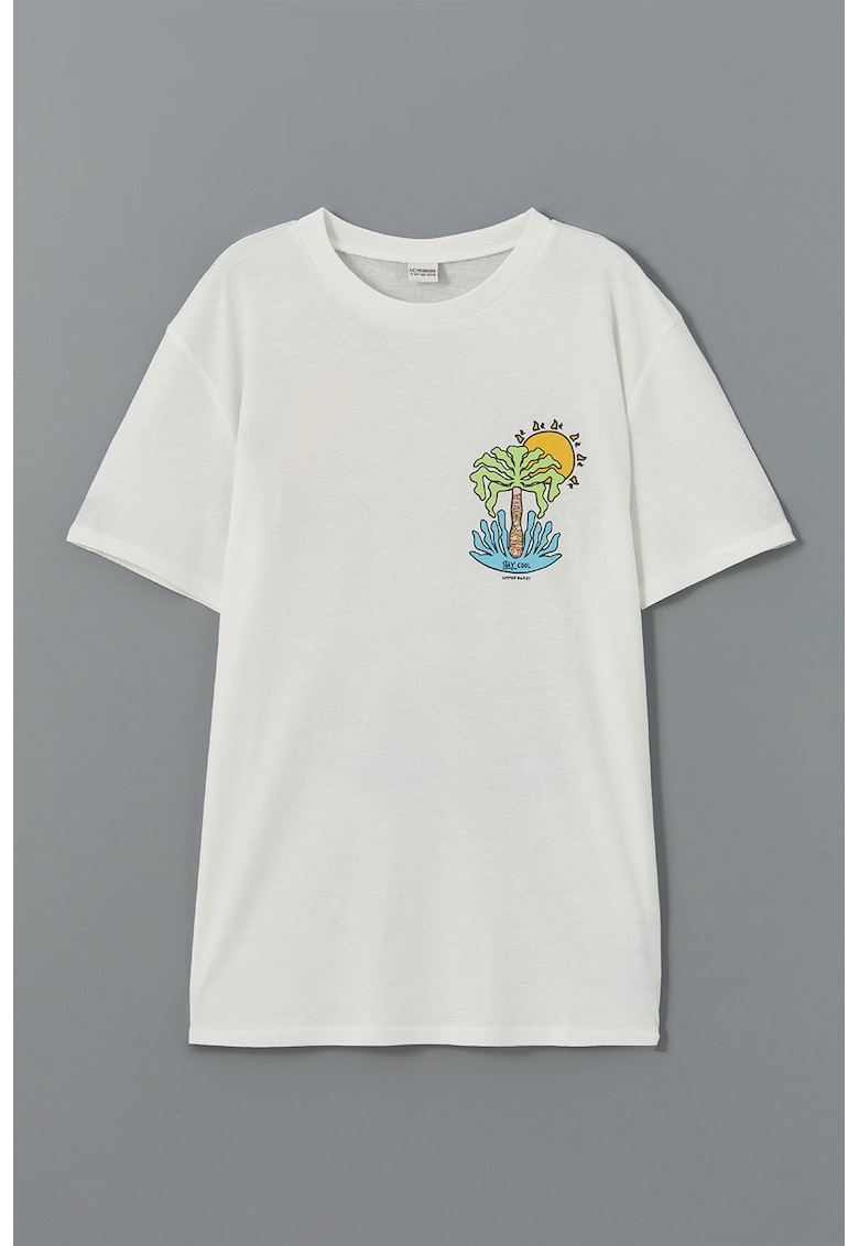 Tricou de bumbac cu imprimeu grafic pe spate