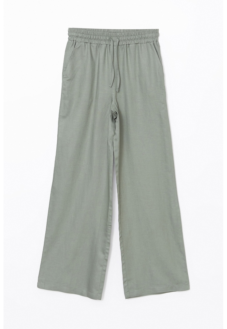 Pantaloni din amestec de in cu croiala ampla
