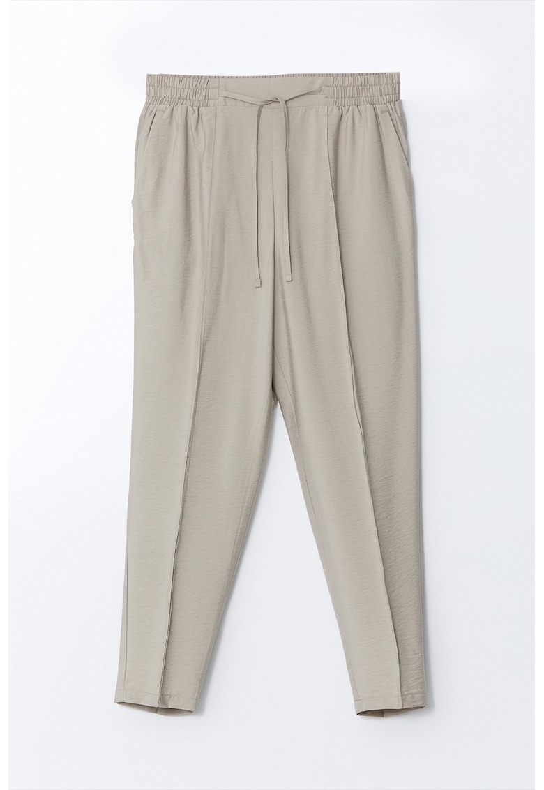 Pantaloni cu talie medie si model uni