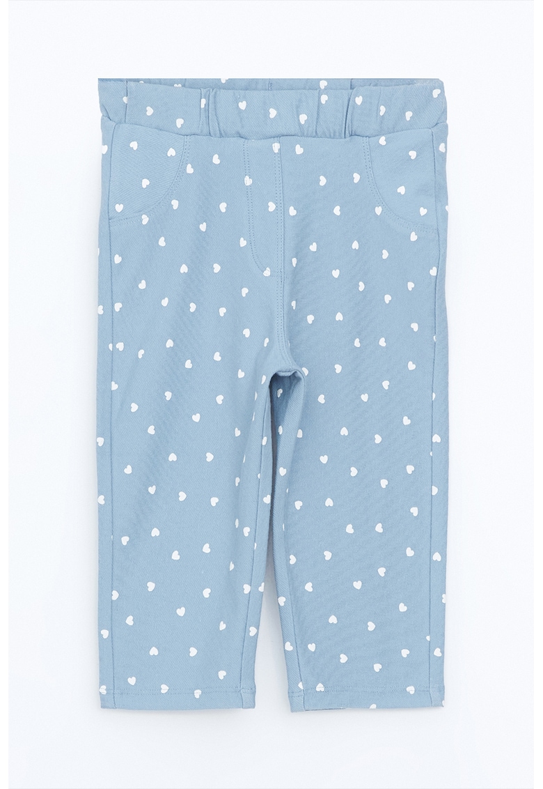 Colanti capri cu imprimeu inimi - Albastru prafuit/Alb optic