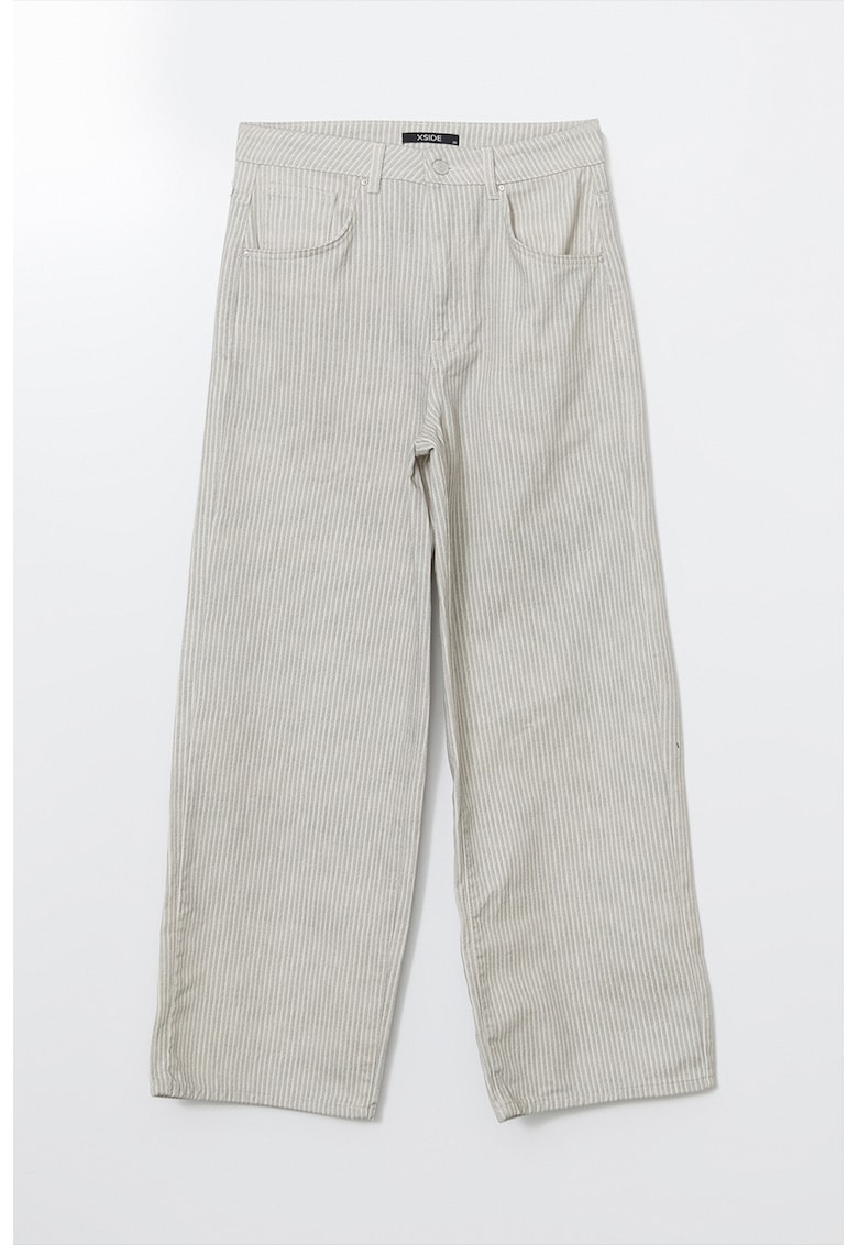 Blugi cu croiala si model in dungi Blugi cu croiala si model in dungi