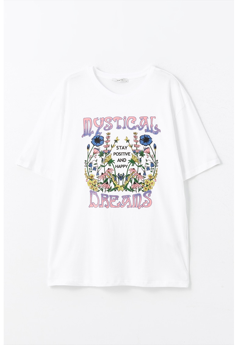 Tricou din bumbac cu imprimeu pe partea din fata Tricou din bumbac cu imprimeu pe partea din fata