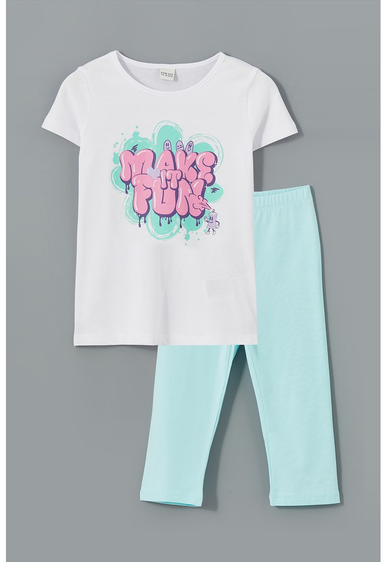 Set de tricou cu text si pantaloni - 2 piese