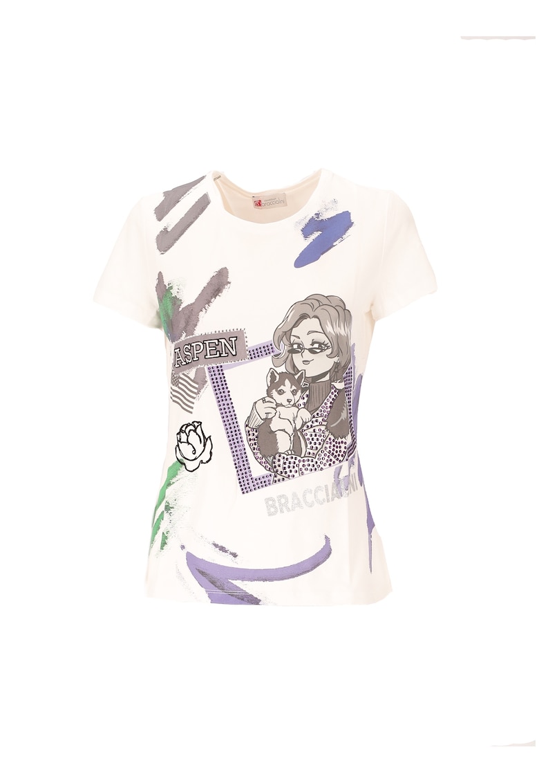 Tricou slim fit cu imprimeu - Alb