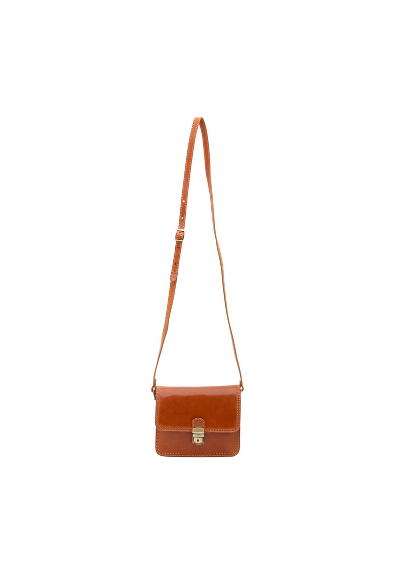 Geanta crossbody din piele - Maro cognac