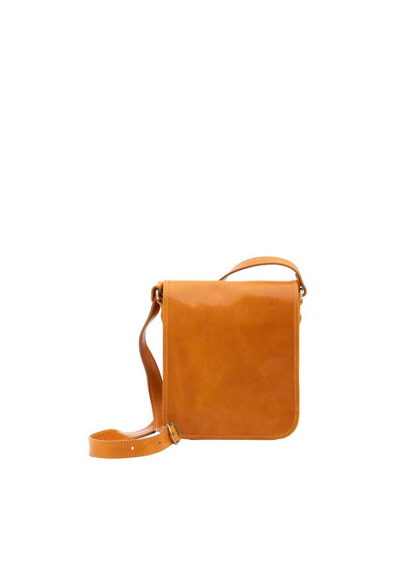 Geanta crossbody din piele - Galben mustar