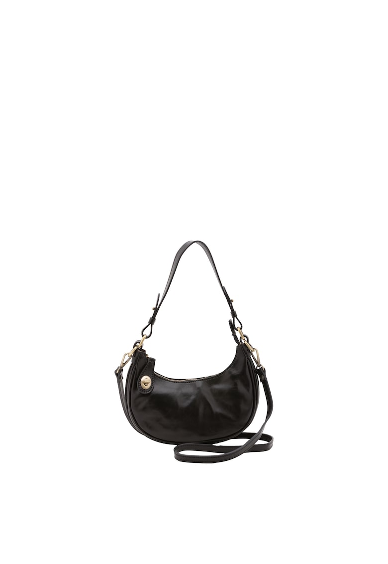 Geanta din piele cu bareta de umar si buzunar exterior cu fermoar False