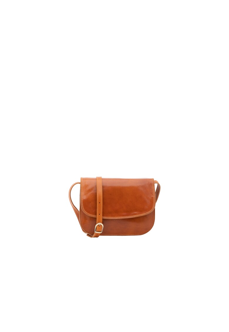Geanta crossbody din piele - Maro cognac