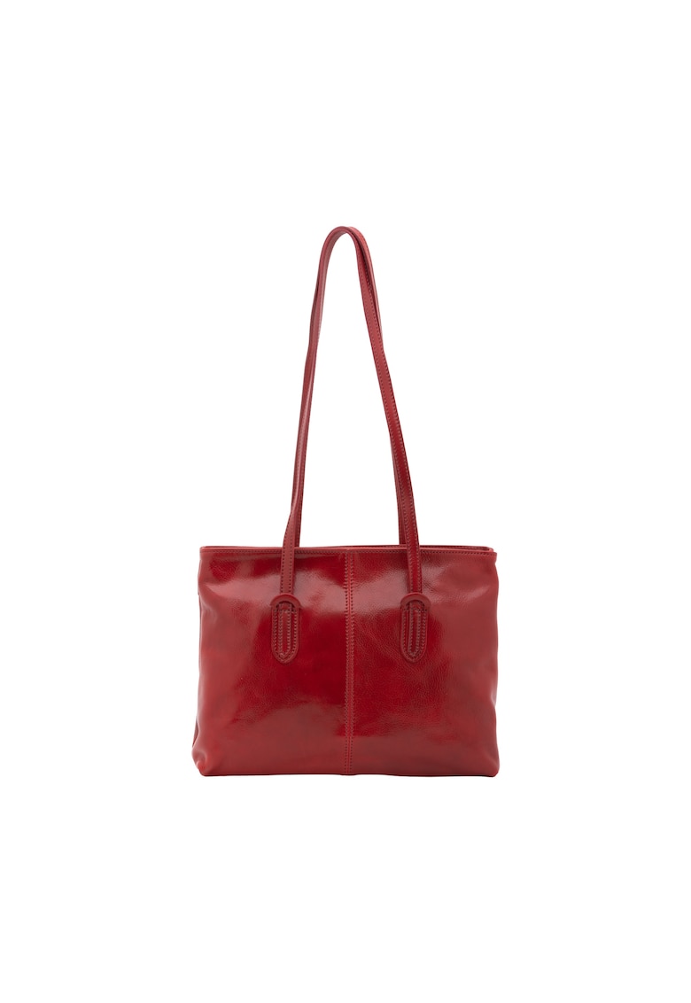 Geanta din piele cu bareta de umar - Rosu
