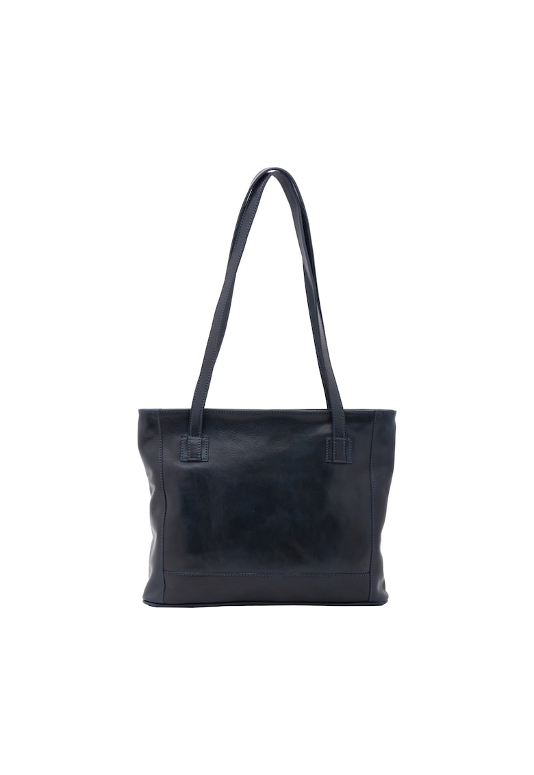 Geanta de piele cu bareta de umar - Albastru