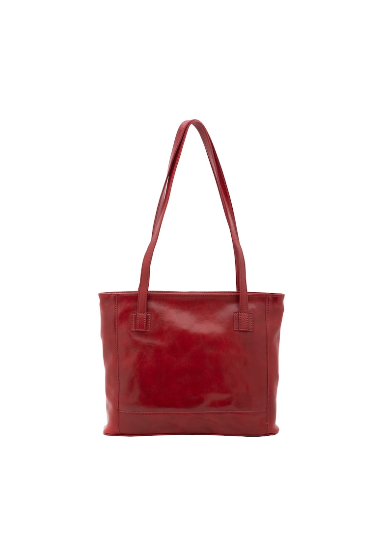 Geanta de piele cu bareta de umar - Rosu