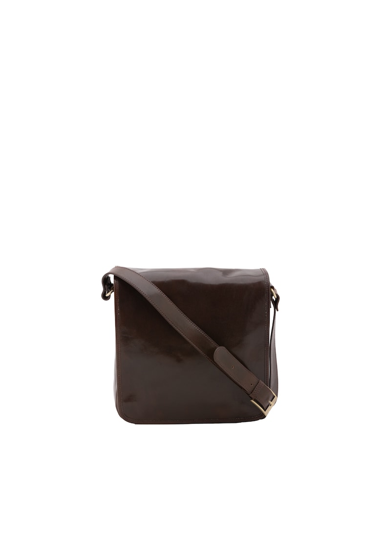 Geanta crossbody de piele - Maro inchis