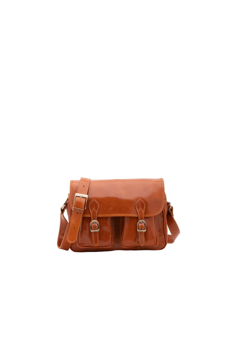 Geanta crossbody de piele - Maro cognac