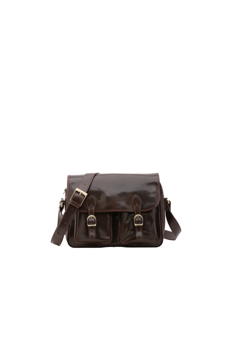 Geanta crossbody de piele - Maro inchis