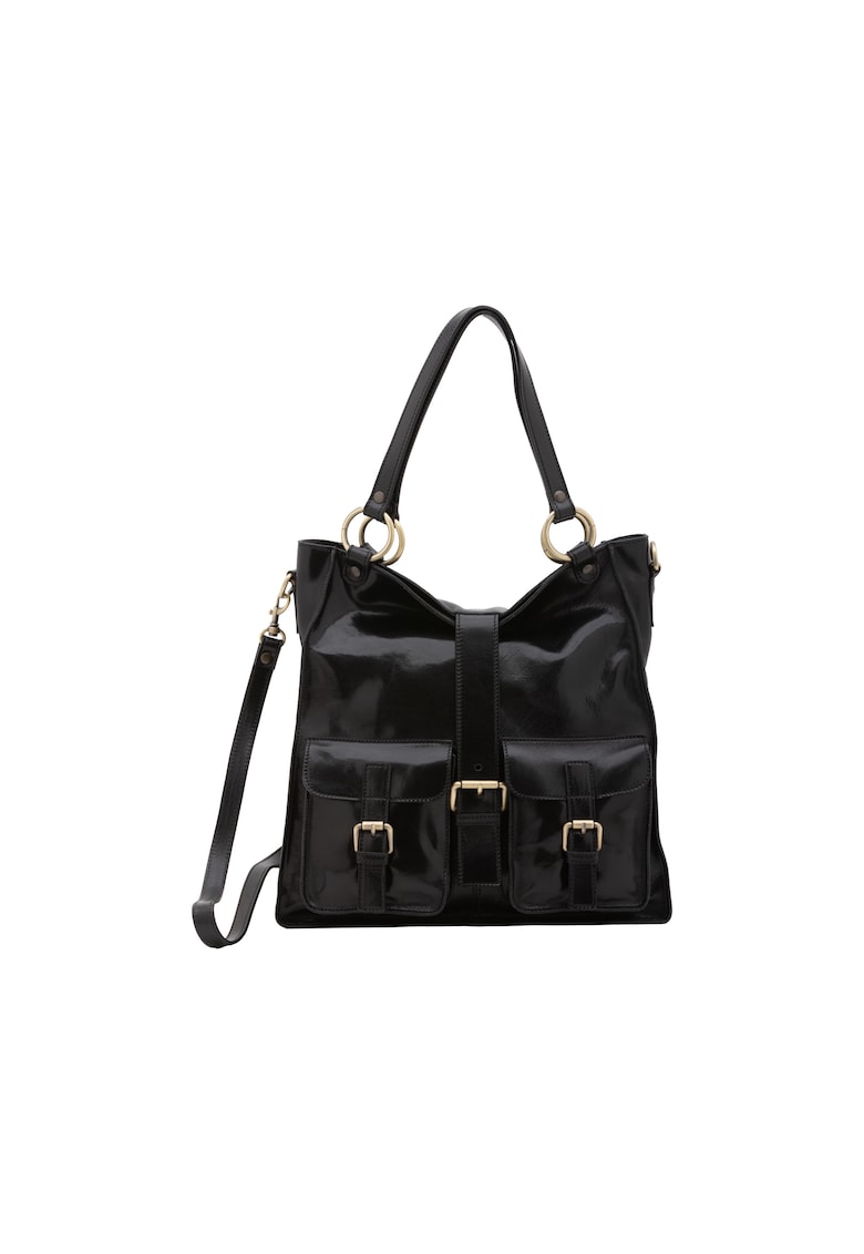 Geanta shopper de piele cu catarame