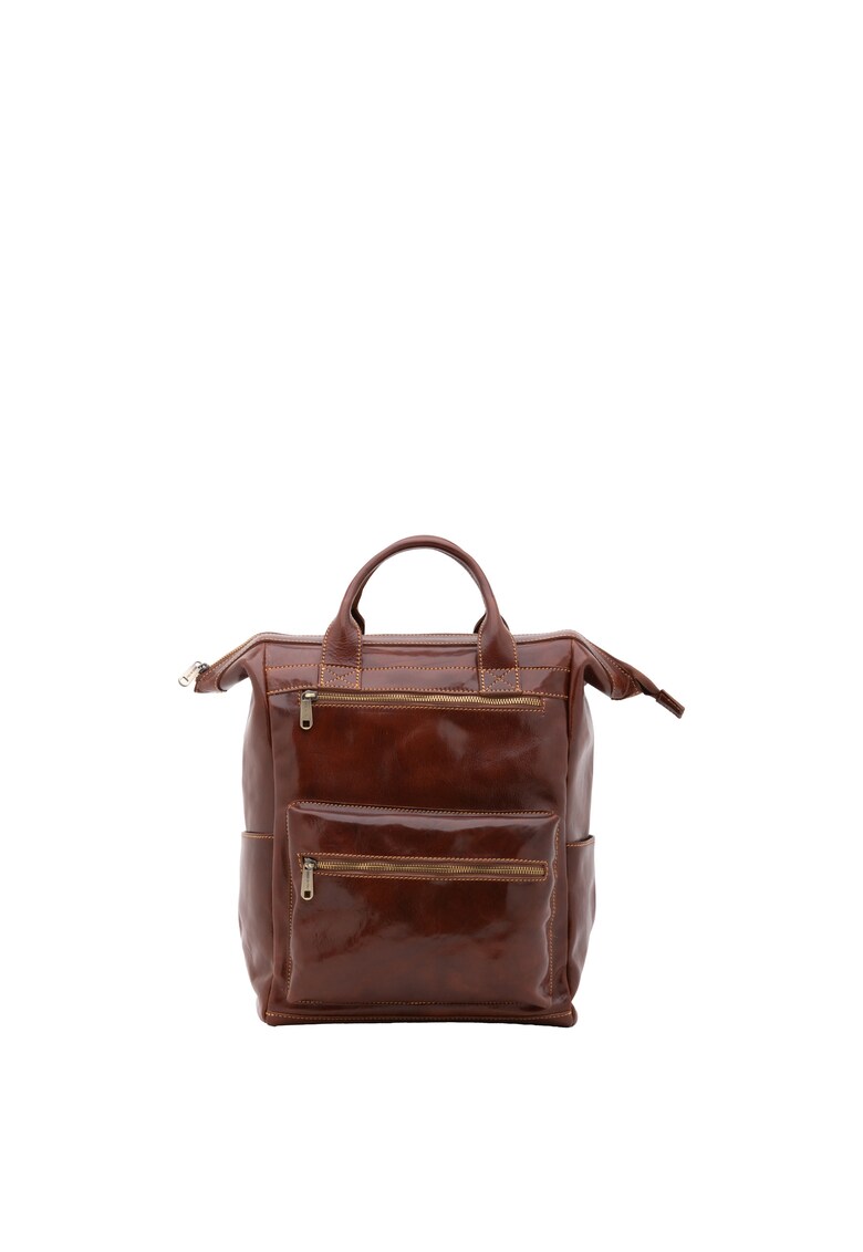 Rucsac de piele cu buzunar frontal