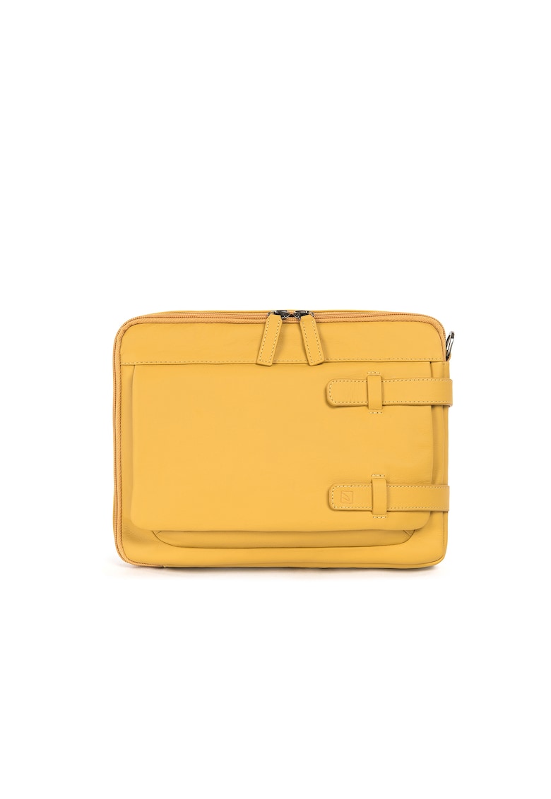 Geanta unisex de piele - pentru laptop - Galben