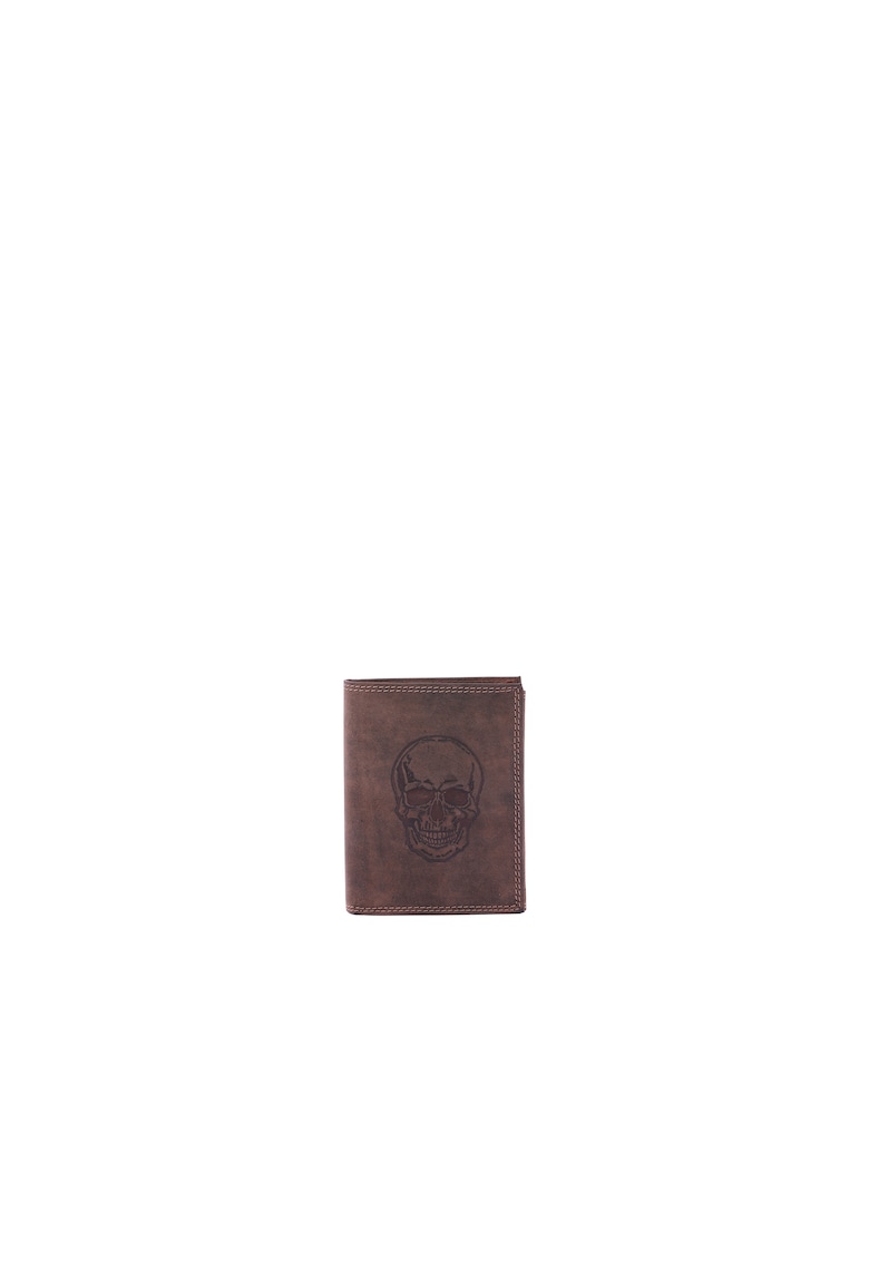 Portofel pliabil de piele cu buzunare multiple - Maro taupe